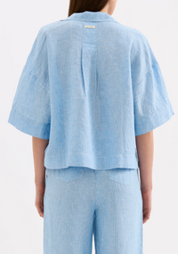 Lounge Linen Shirt - Blue Stripe