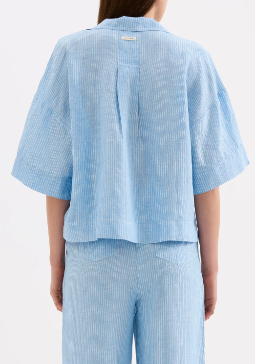 Lounge Linen Shirt - Blue Stripe