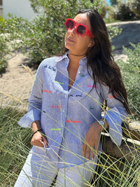 Mafalda 500 Stripe Linen Embroidered Shirt