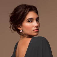 Fuchsia Gingham Small Moon Earrings