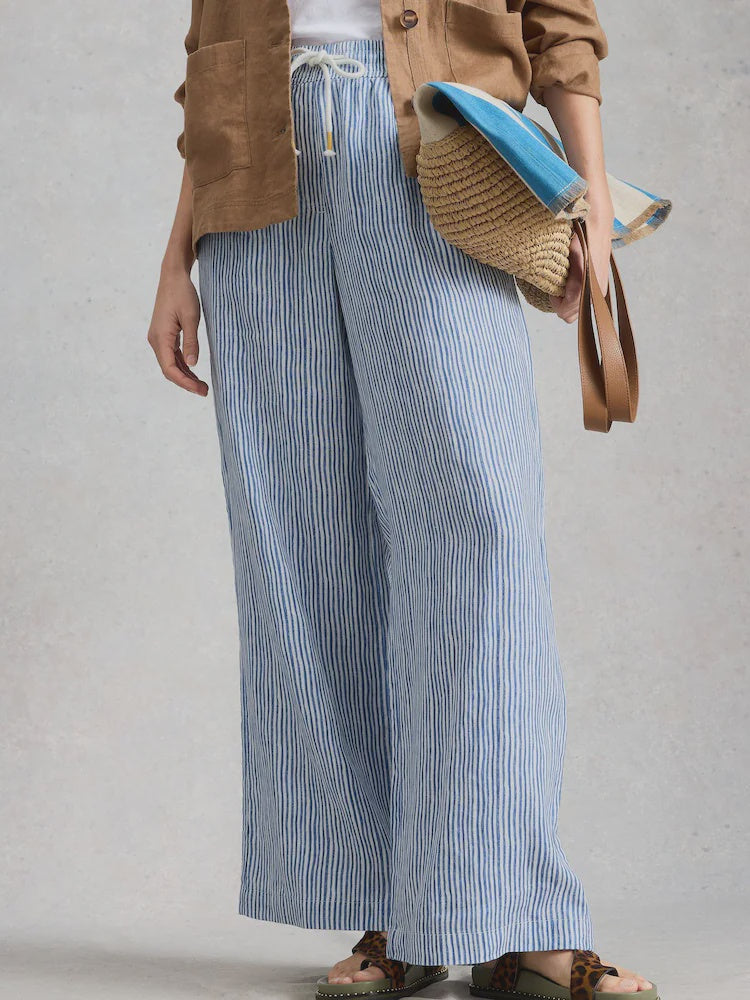 Ally Linen Wide Leg Trouser - Stripe