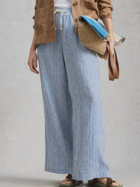Ally Linen Wide Leg Trouser - Stripe