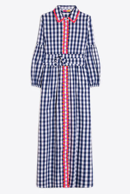 Alejandra Navy Gingham Poplin Dress