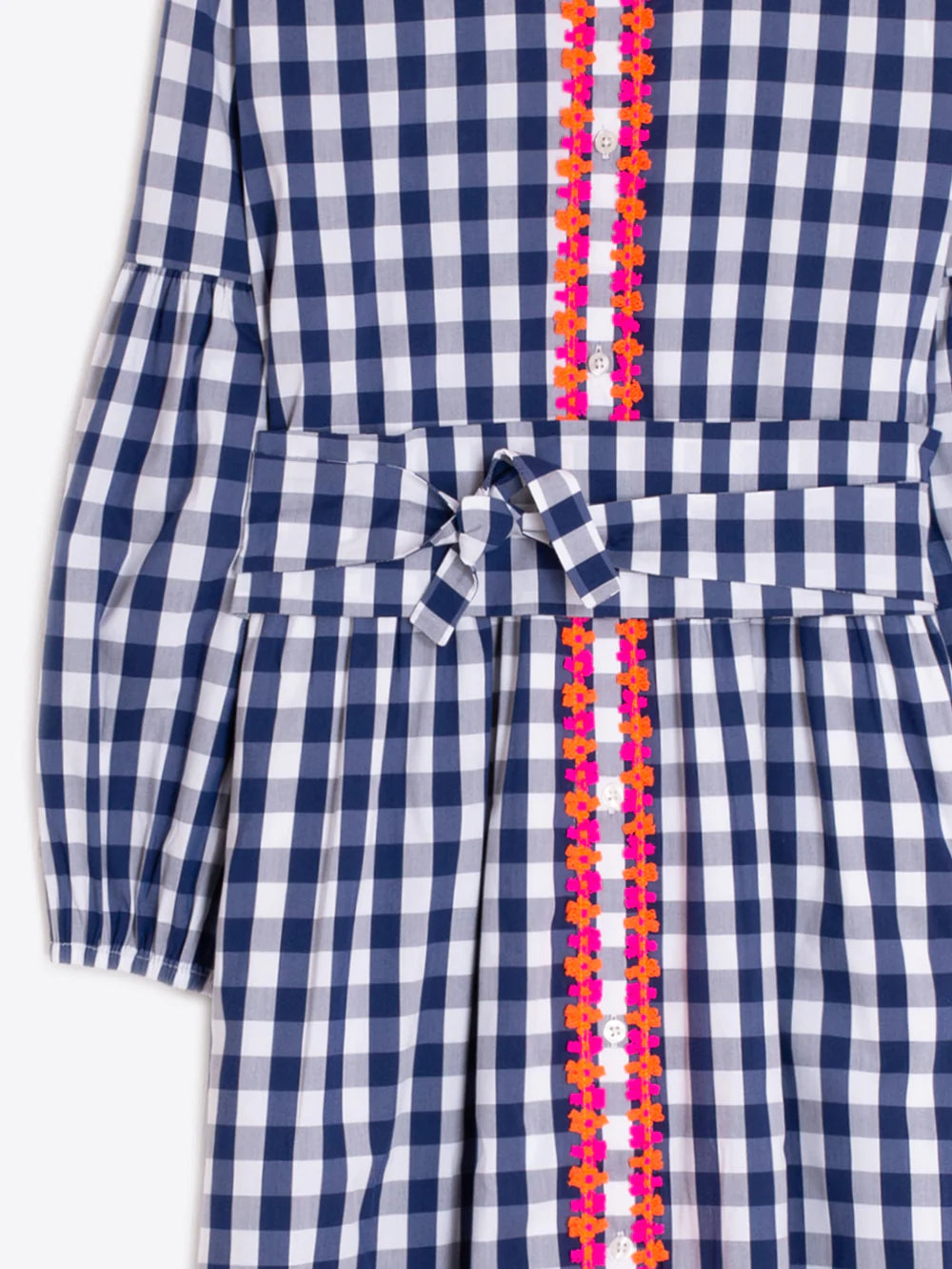 Alejandra Navy Gingham Poplin Dress