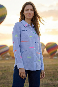 Mafalda 500 Stripe Linen Embroidered Shirt