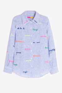 Mafalda 500 Stripe Linen Embroidered Shirt