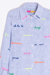 Mafalda 500 Stripe Linen Embroidered Shirt