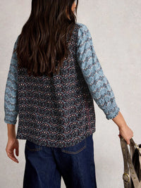 May Mixed Print Top- Blue Multi