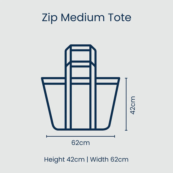 Zip Medium Tote- Blue Palm