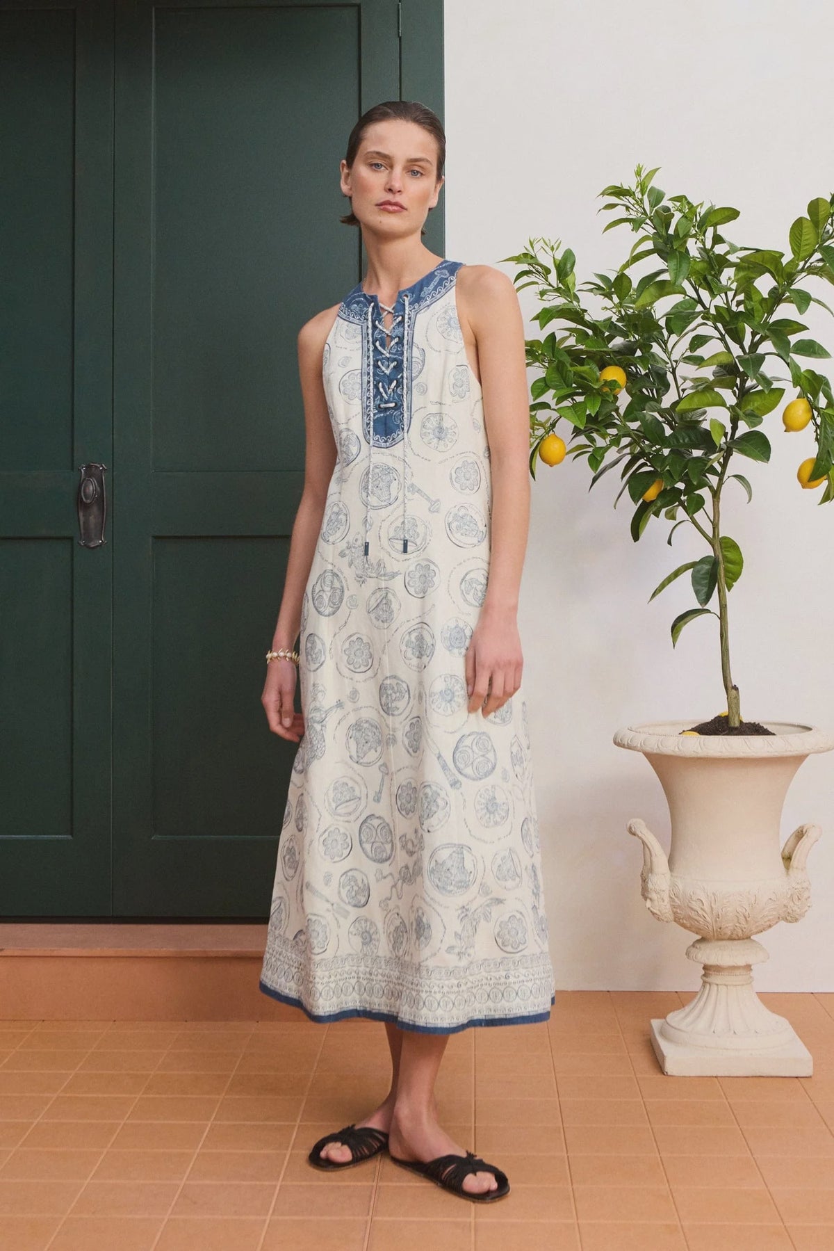 Lucky Lace Up Midi Dress