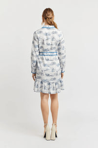 Messina Linen Dress - Navy French Toile