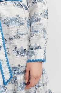 Messina Linen Dress - Navy French Toile