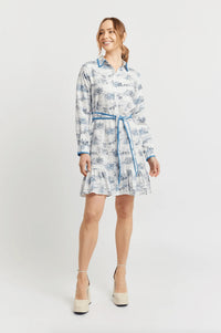 Messina Linen Dress - Navy French Toile