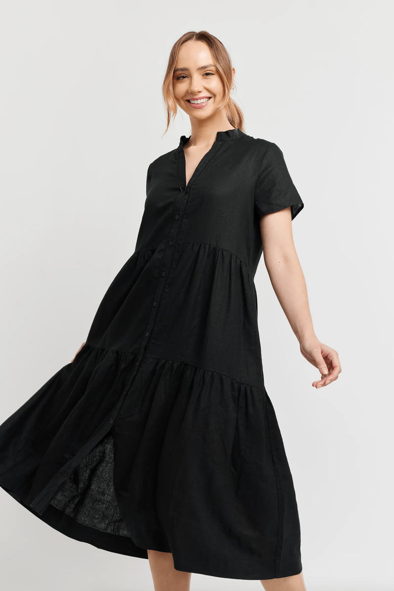 Sante Linen Dress - Black