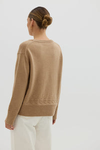 Chunky V Neck Sweater - Pale Toffee