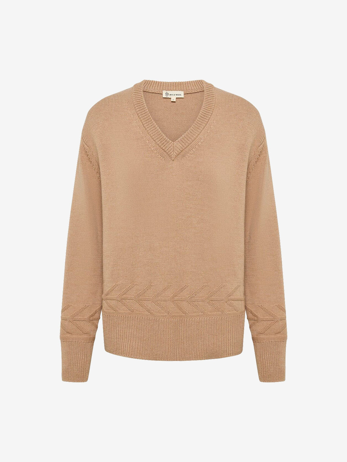 Chunky V Neck Sweater - Pale Toffee