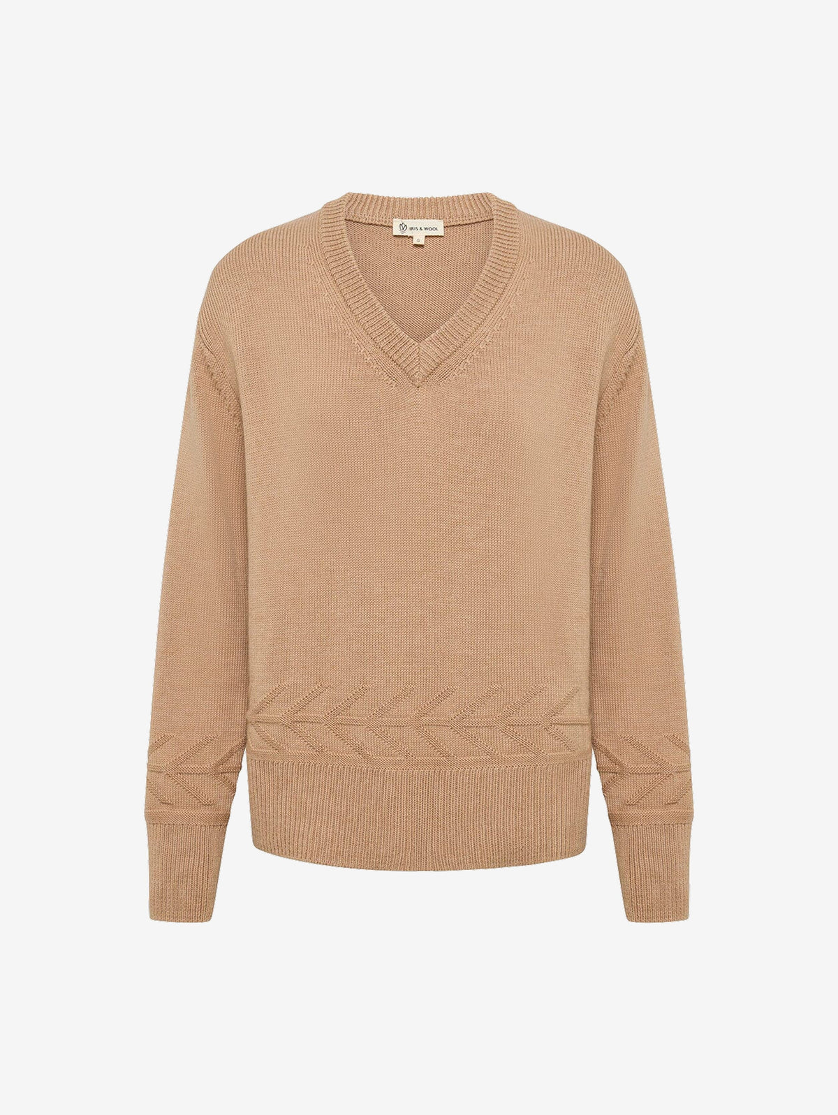Chunky V Neck Sweater - Pale Toffee