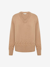 Chunky V Neck Sweater - Pale Toffee