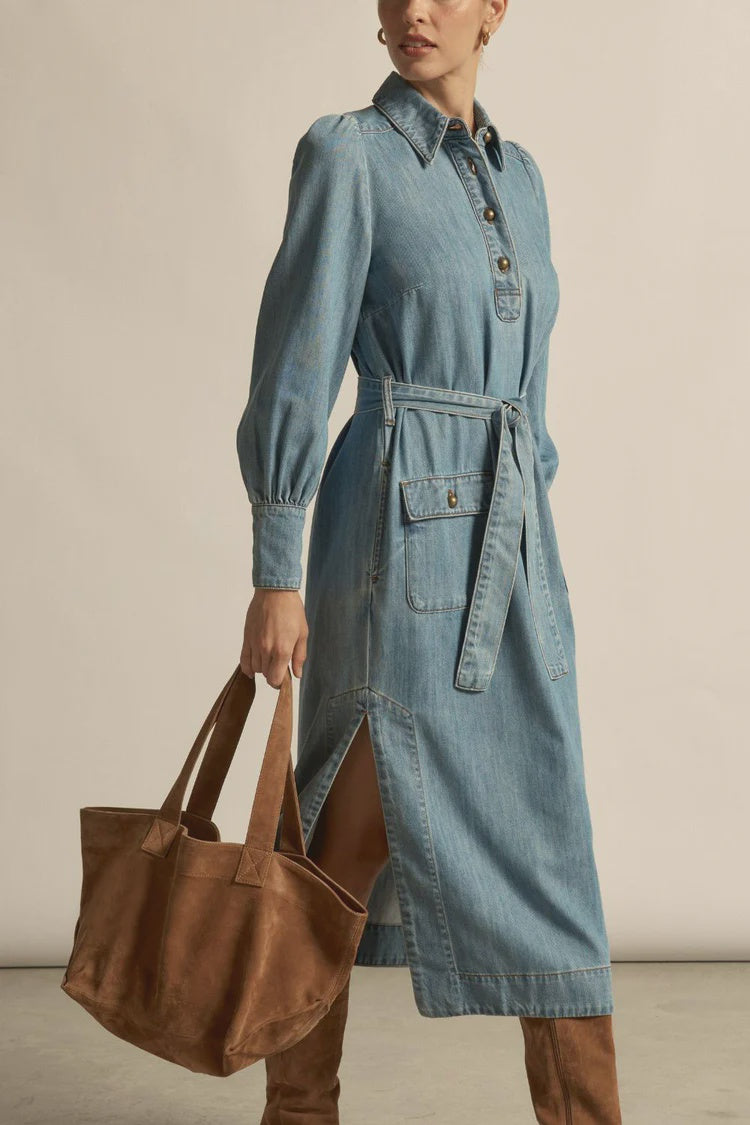 Echelon Dress- Light Washed Denim