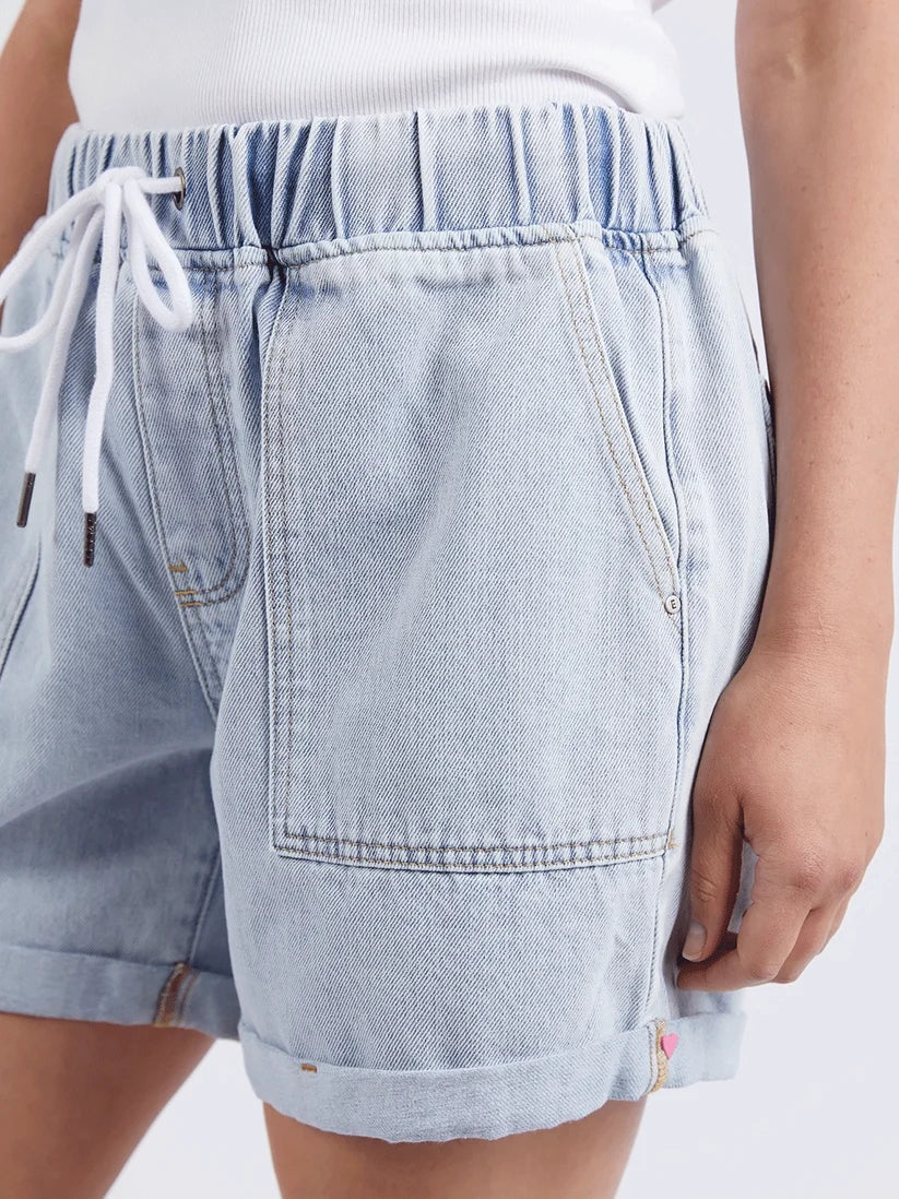 Emma Relaxed Denim Short- Light Blue Wash