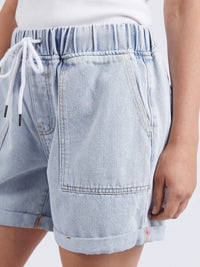 Emma Relaxed Denim Short- Light Blue Wash