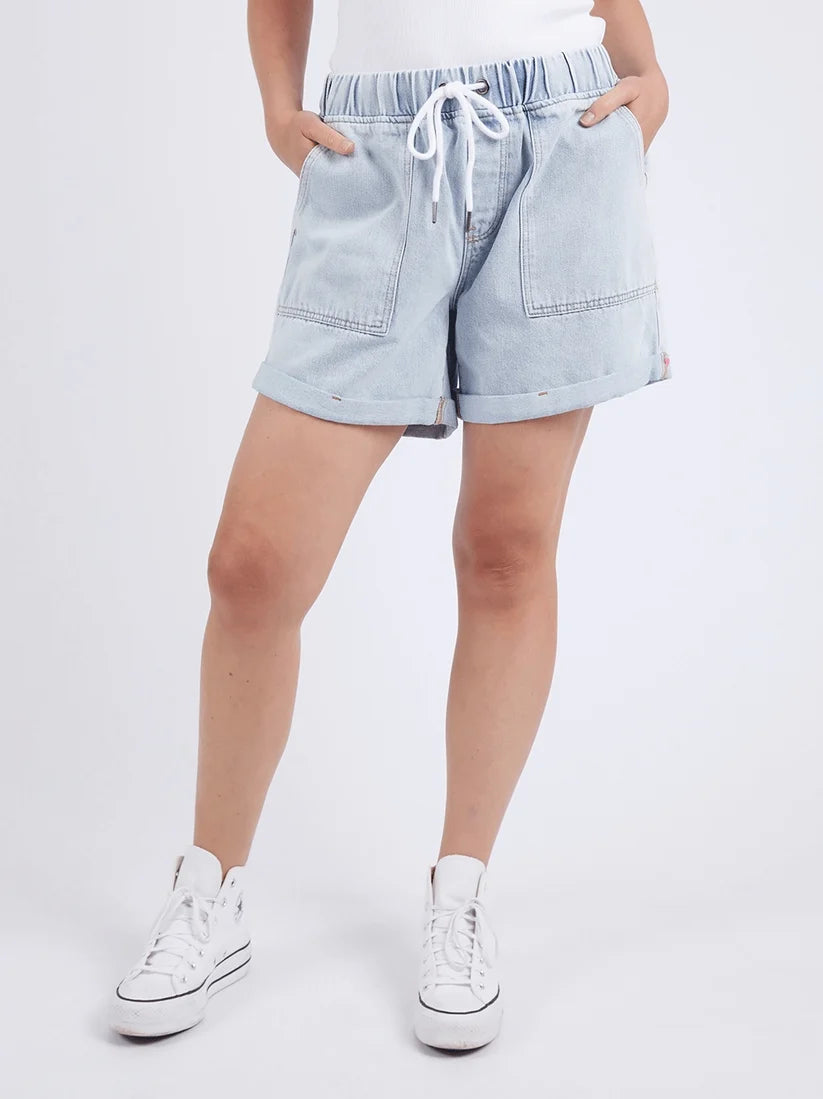 Emma Relaxed Denim Short- Light Blue Wash