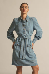Opal Dress- Light Washed Denim