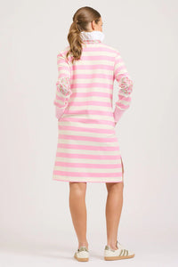 Rugby Frill Collar Dress / Pink & White Stripe