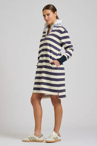 Rugby Frill Collar Dress / Navy & White Stripe