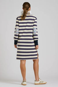 Rugby Frill Collar Dress / Navy & White Stripe