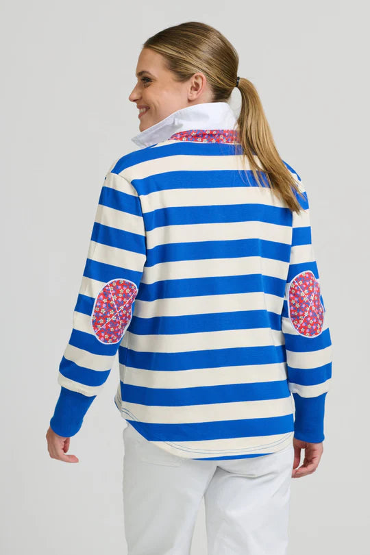 Rugby Sweatshirt- Mid Blue/Ivory