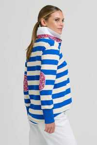 Rugby Sweatshirt- Mid Blue/Ivory