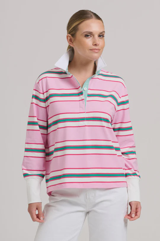 Rugby Sweatshirt Summer- Pink Multi Stripe