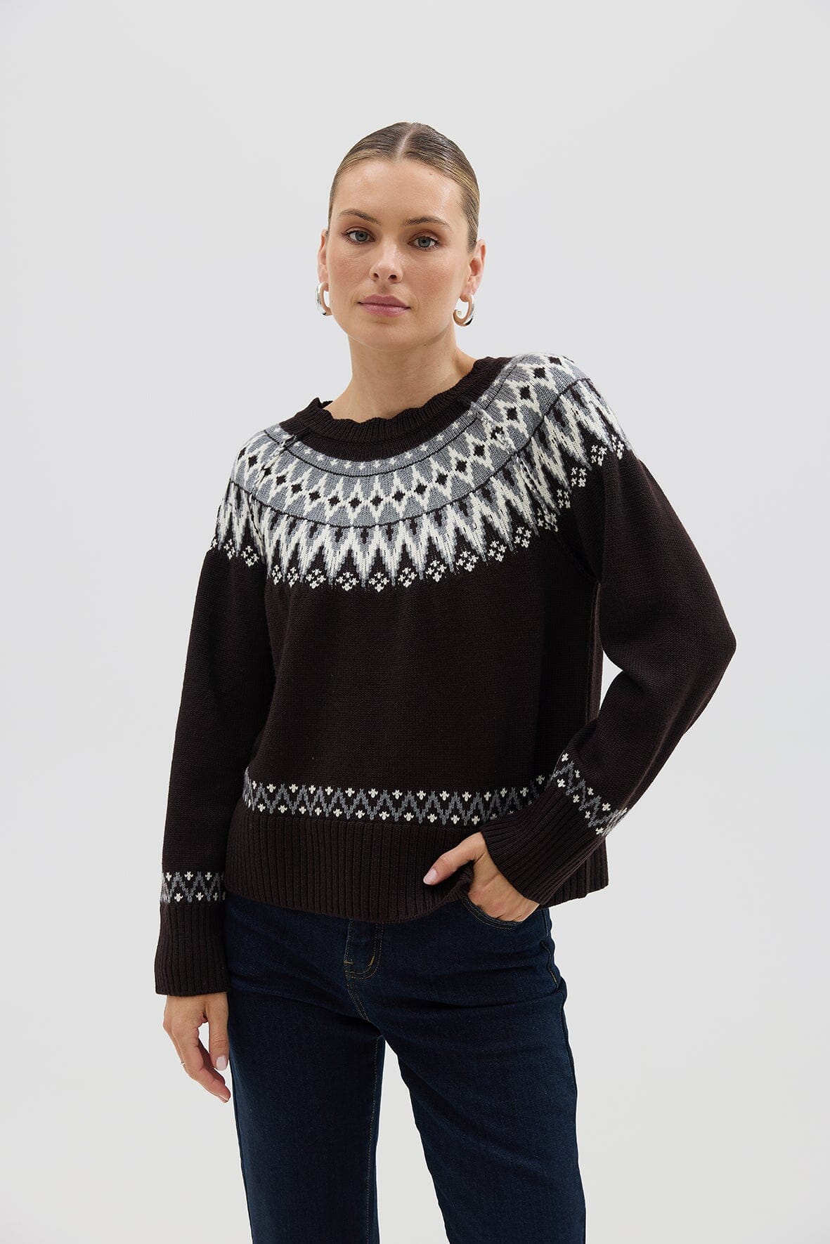 Fair Isle Sweater - Chocolate