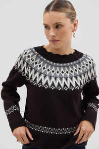 Fair Isle Sweater - Chocolate