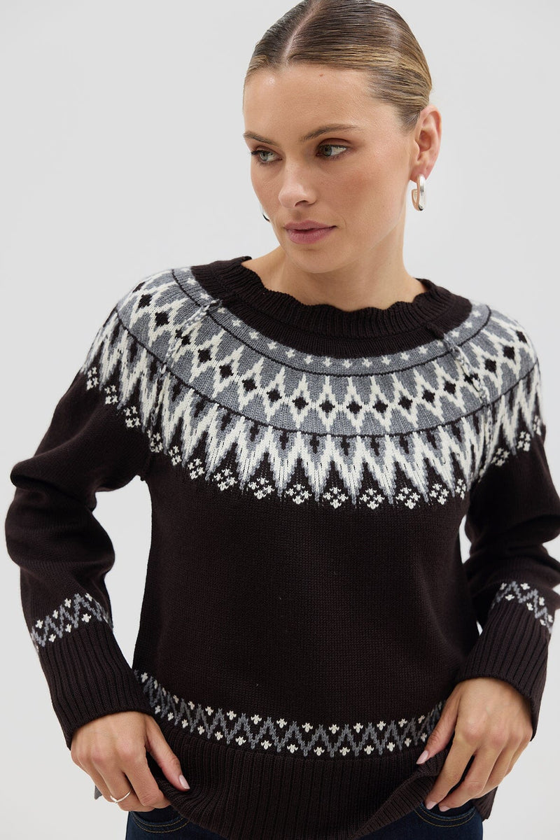 Fair Isle Sweater - Chocolate