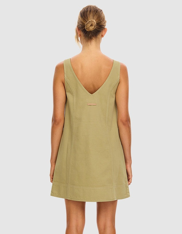Ilaria Denim Mini Dress Olive