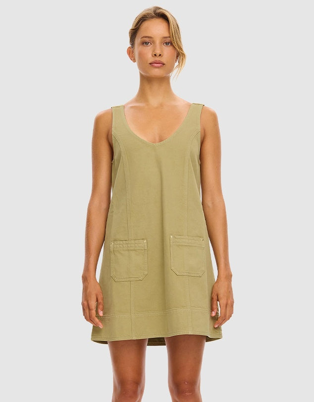Ilaria Denim Mini Dress Olive