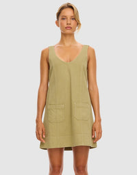 Ilaria Denim Mini Dress Olive