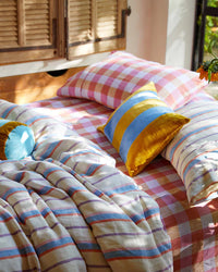 Summer Check Linen Pillowcases 2p