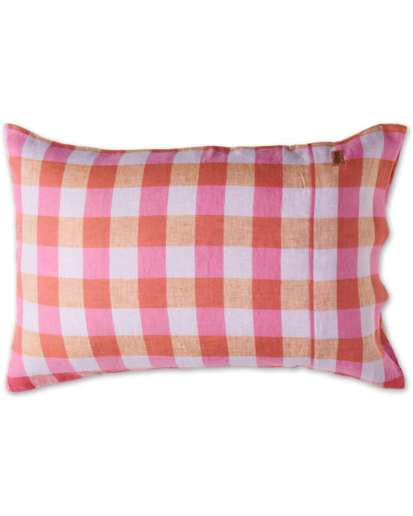 Summer Check Linen Pillowcases 2p