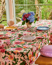 Rose Garden Round Linen Tablecloth / 220