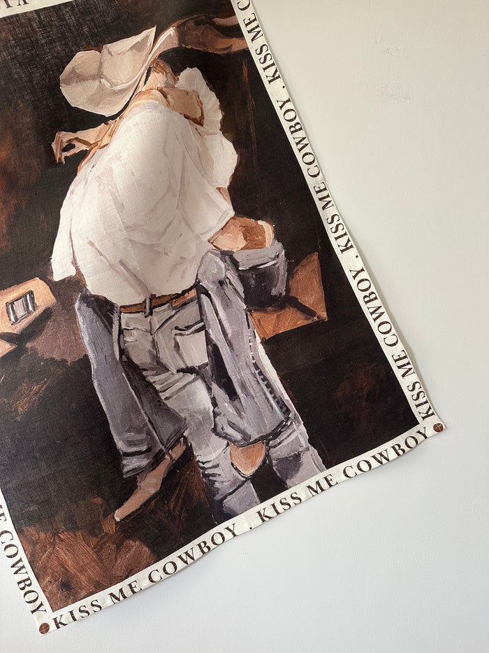 KISS ME COWBOY Tea Towel