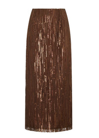 Sequence Beaded Skirt- Choc