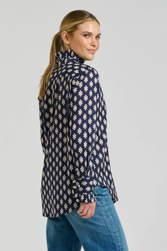 The Olivia Shirt- Navy Double Diamond