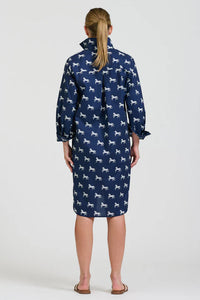The Popover Shirtdress- Navy with Pony Prance