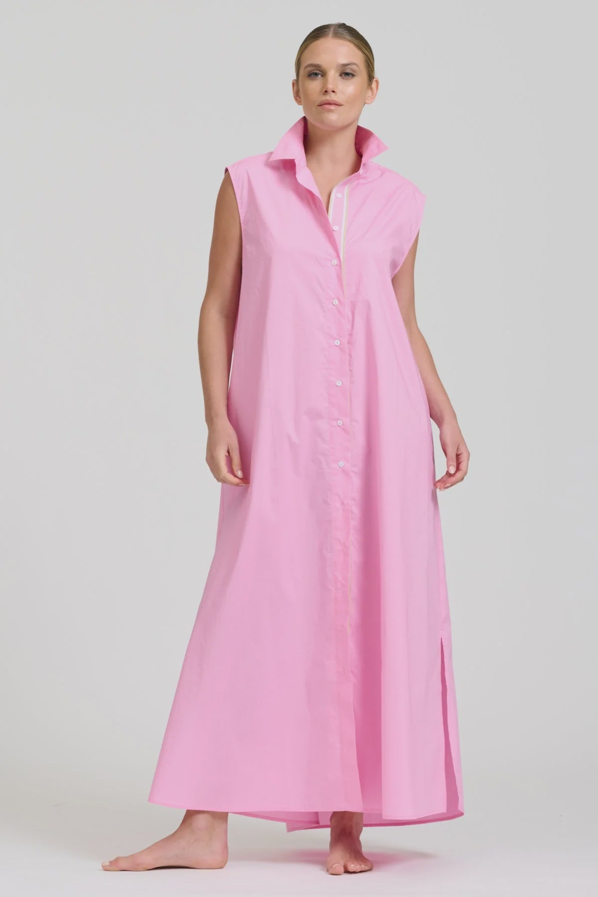 The Sabine Sleeveless Longline Dress- Pink