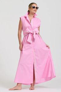 The Sabine Sleeveless Longline Dress- Pink