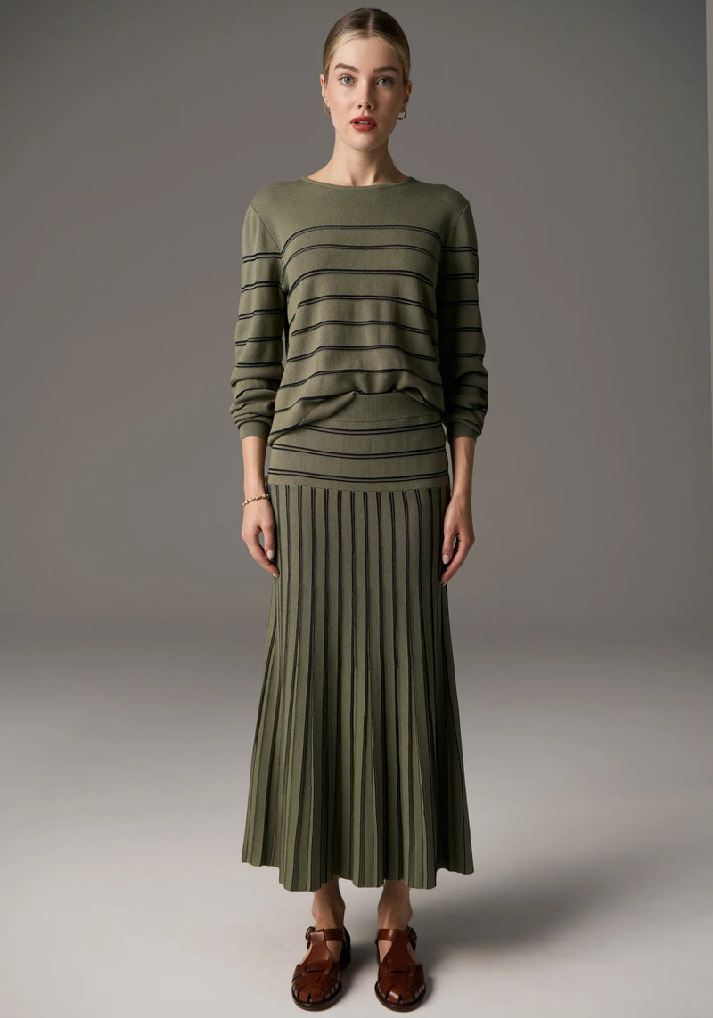 Gizelle Pleat Striped Skirt