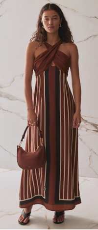 The Ellery Dress - Cherrywood Stripe